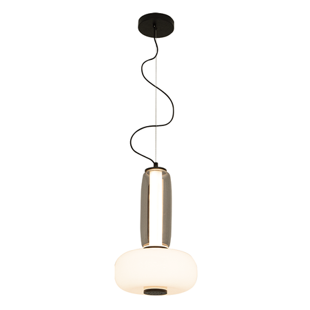 PENDANT LED LIGHT 23W 3000K METAL-SMOKED & OPAL GLASS , BLACK (23084 Zambelis) - Zambelis