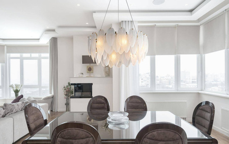 Żyrandol ozdobny PIUMA mosiądz biały 80 cm (ST-6289-8) - Step into Design