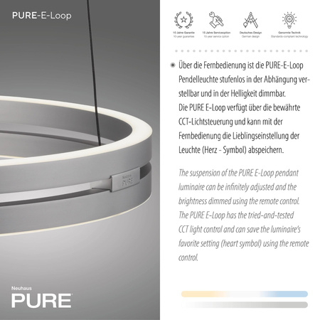 PURE E-LOOP LAMPA WISZĄCA ALUMINIUM (2550-95) - Paul Neuhaus
