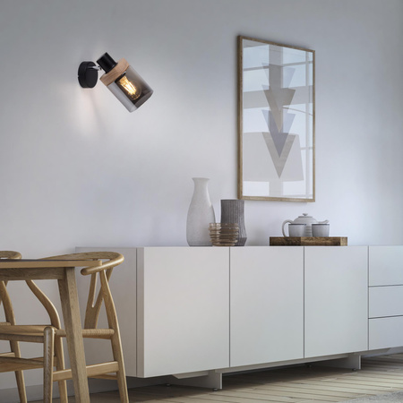 PASQUAL LAMPA SUFITOWA/KINKIET CZARNY/DREWNO (11311-18) - Paul Neuhaus