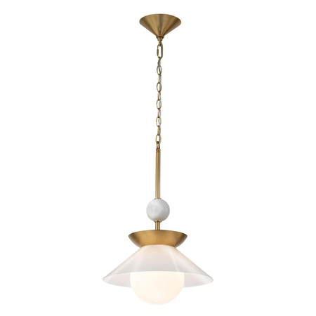 Średnia lampa wisząca Saucer - 1 źródło światła - Postarzany mosiądz (QN-SAUCER-1P-M-AB-OPAL) - Quintiesse