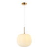GLASS PENDANT LAMP 40W 1X E27 FROST WHITE GLASS &ANCIENT BRASS (20124 Zambelis) - Zambelis