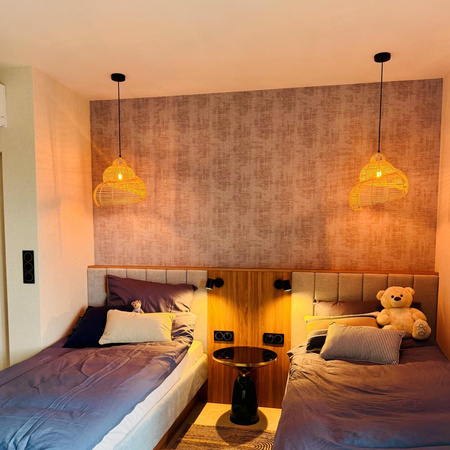 Ratanowa lampa wisząca Shella 60 cm jasne drewno 1xE27 (LP-1806/1P 60cm) - Light Prestige