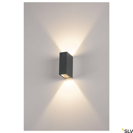 QUAD 2 XL, lampa ścienna, LED, 3000K, IP44, kwadratowa, up/down, antracytowa, 3,2W (232445) - SLV