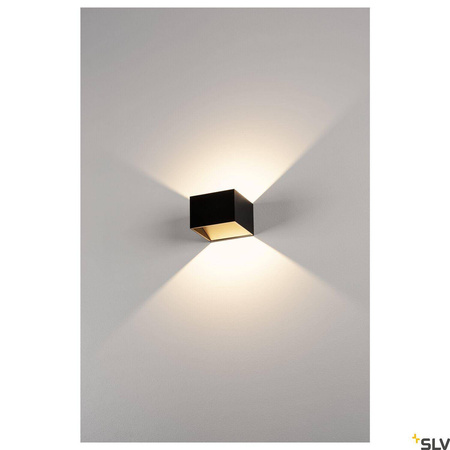 LOGS IN, lampa ścienna, LED, 3000K, kwadratowa, kolor czarny/mosiądz, z zasilaczem LED (151320) - SLV