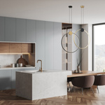 PENDANT LED LIGHT 24W 3000K ALUMINIUM-SILICON,GOLD-BLACK RING (23095 Zambelis) - Zambelis