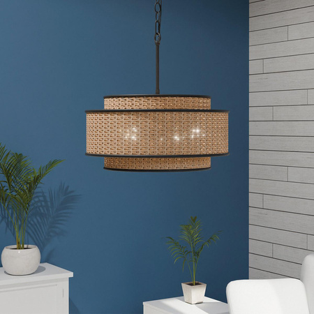 Lampa wisząca z plecionki rattanowej Teton (QZ-TETON-5P-MBK) - Elstead Lighting
