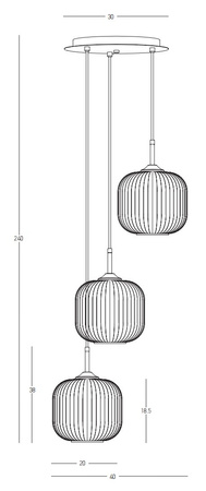 PENDANT LIGHT 3XE27 MAX 40W GLASS CREAR SMOKED CHAMPAGNE (22073 Zambelis) - Zambelis