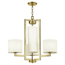 Żyrandol Hampton - 4 źródła światła - Szczotkowany mosiądz (HK-HAMPTON4-BB) - Elstead Lighting