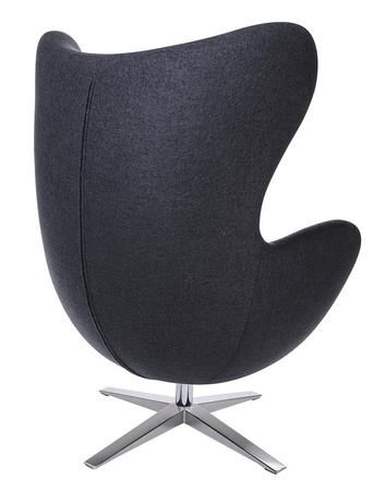 Fotel EGG SZEROKI ciemny szary.27 - wełna, podstawa stal (KH1501100189) - King Home