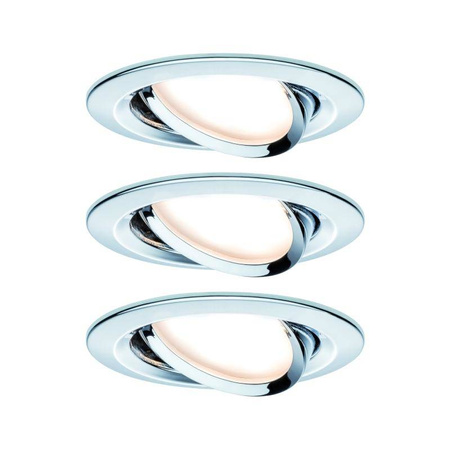 Zestaw Oprawa wbudowana Nova Coin LED 3-st ściemnianie ruchoma 3x6,5W 2700K 230V Chrom/Aluminium (PL93488) - PAULMANN