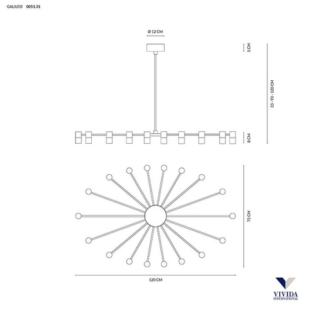 Lampa Wisząca GALILEO, szer. 120 cm (0051.31) - Vivida