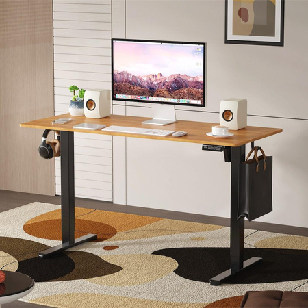 Regulowane biurko gamingowe Control Lite 140 Czarny/Drewno (LV1715) - LVN SYSTEM