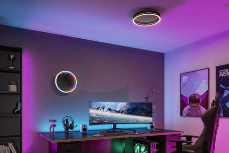 Plafoniera SPACEGLOW ONE LED 3D DIM RGB rainbow 38W 3900lm 3000-6500K pilot  230V czarny matowy / metal (PL71056) - PAULMANN