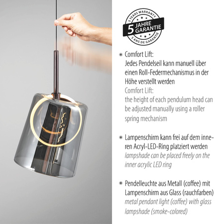 ZULA LAMPA WISZĄCA DYMIONY BRĄZOWY (2541-25) - Paul Neuhaus