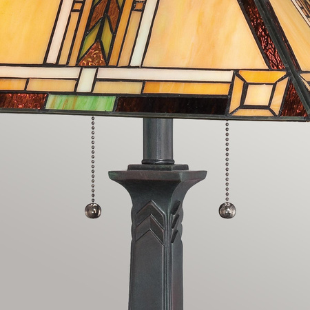 Lampa na stół w stylu Tiffany - Lampa stołowa Navajo Brązowy  (QZ-NAVAJO-TL-VB) - Elstead Lighting
