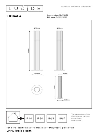 Słupek ogrodowy TIMBALA (11841/01/30) - Lucide