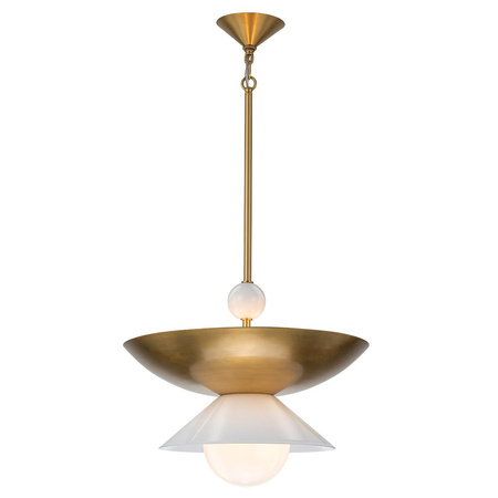 Duża lampa wisząca Saucer - 4 źródła światła - Postarzany mosiądz (QN-SAUCER-4P-L-AB-OPAL) - Quintiesse