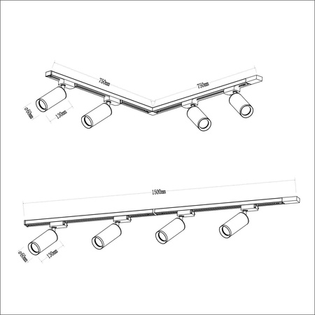 Zestaw Mica Track Złoty 4xGU10 1,5m (ML1152) - Milagro