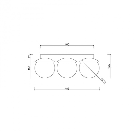 KUUL B czarna lampa sufitowa / plafon z podwyższoną szczelnością IP44 (KLB320S0) - Ummo