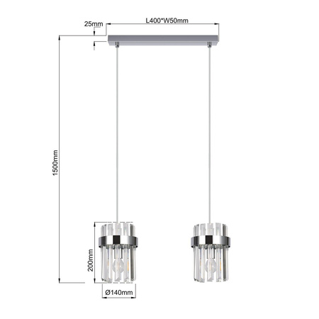 Lampa wisząca Vetro chrom 2xE14 (LP-2910/2L CH) - Light Prestige