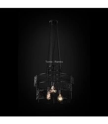 Lampa wisząca Lana kol.  czarny z wełną (67796) Ramko - żyrandol