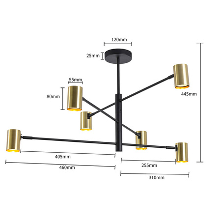 Lampa sufitowa SNOW 6 złota (LP-731/6P GD) - Light Prestige