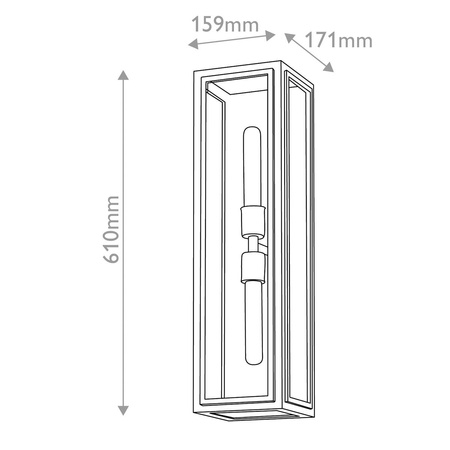 Latarnia naścienna Shaw - 2 źródła światła - Czarny, oksydowany brąz (QN-SHAW-2M-BK) - Quintiesse