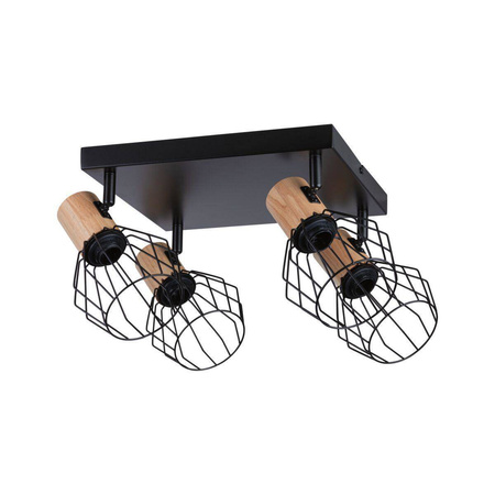 Lampa sufitowaLanka max. 4x20W E14 230V  czarny/drewno (PL66769) - PAULMANN