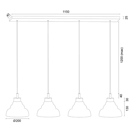 Lampa wisząca na listwie VENTURA (1858) - Argon