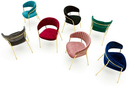 Krzesło MARGO ciemny szary - welur, podstawa złota (KH121100121.11) - King Home