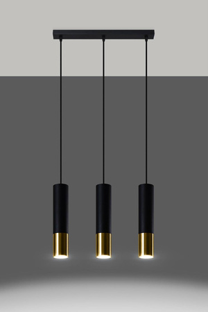 Lampa wisząca LOOPEZ 3L czarny/złoty (SL.0954) - Sollux