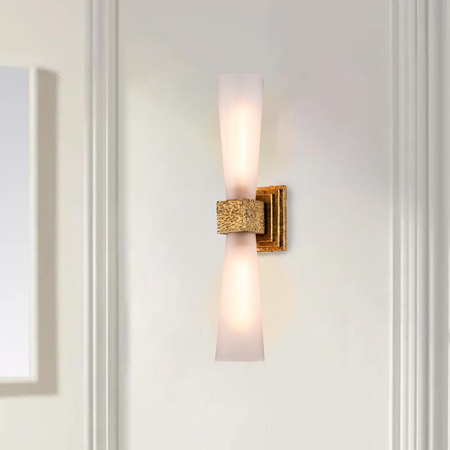 Kinkiet Kristy IP 44 - 2 źródła światła - Przecierane złoto (KRISTY-2WB-DG-OPAL) - Elstead Lighting