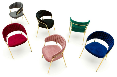 Krzesło MARGO ciemny szary - welur, podstawa złota (KH121100121.11) - King Home