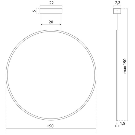 Lampa Wisząca Echo Vertical 90 Kol. Biały 3000 - Ramko
