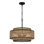 Lampa wisząca z plecionki rattanowej Teton (QZ-TETON-5P-MBK) - Elstead Lighting