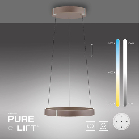 Lampa wisząca z płynną regulacją wysokości PURE E-CLIPSE METALICZNY BRĄZ (2560-34) - Paul Neuhaus