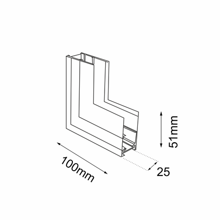 Łącznik L natynkowy ściana - sufit szynoprzewodu magnetycznego Komatsu 48V - Czarny (6521) - Shilo