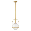 Lampa wisząca Somerset - 1 źródło światła - Opalowe szkło - Stary mosiądz (QN-SOMERSET-P-O-HB) - Quintiesse