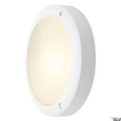 BULAN, lampa ścienna i sufitowa outdoor, C35, IP44, okrągła, biała, szkło satynowane, maks. 60W (229071) - SLV
