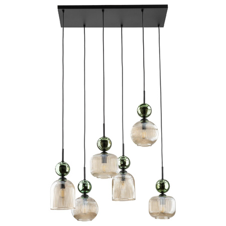 SOPHIA GREEN COGNAC LAMPA WISZĄCA 6XE14 (11150) - TK Lighting