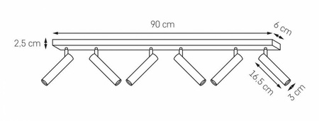 Lampa sufitowa ROLL 6 kolor Czarny (50924602) - KASPA