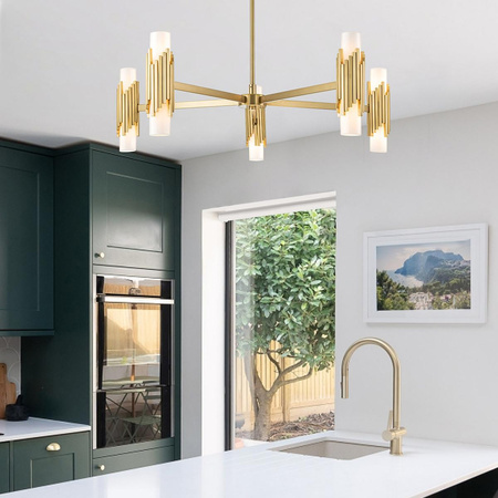 Żyrandol Marvele - 10 źródeł światła - Postarzany mosiądz (MARVELE10-AB-OPAL) - Elstead Lighting