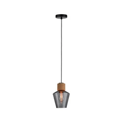 Neordic Edla Lampa wisząca max. 1x20W E27 230V Szkło przydymione/Korek (PL79740) - PAULMANN