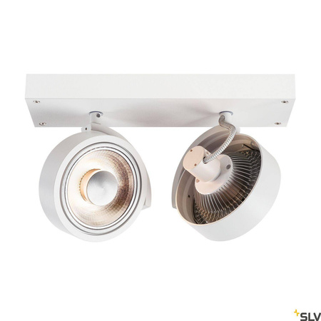 KALU, lampa ścienna i sufitowa, dwupunktowa, QPAR111, okrągła, kolor biały matowy, maks. 150 W (147311) - SLV