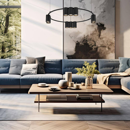 Lampa wisząca (koło) GENESIS BLACK 10xGU10 (ML0373) - Milagro