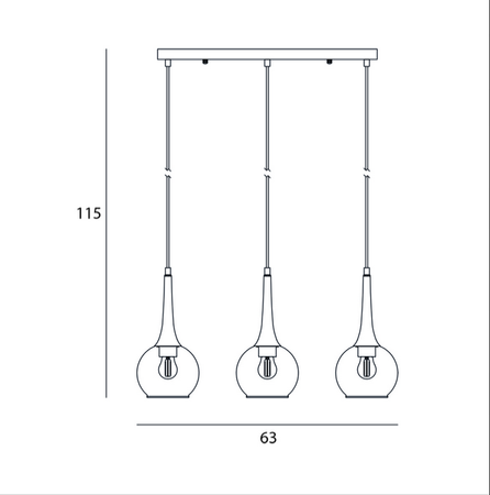 Potrójna lampa wisząca na listwie Favera (PND-42361-3-BRO-AMB) - Italux