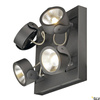 KALU, lampa ścienna i sufitowa, czteropunktowa, LED, 3000K, czworokątna, czarna, 60° (1000135) - SLV