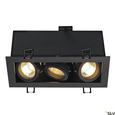 KADUX 3, lampa wpuszczana, trzypunktowa, QPAR51, prostokątna, czarna matowa, maks. 150W, ze sprężynami zaciskowymi (115530) - SLV