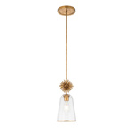 Mała lampa wisząca Staring - 1 źródło światła - Przecierane złoto (STARING-MP-DG-CLEAR) - Elstead Lighting